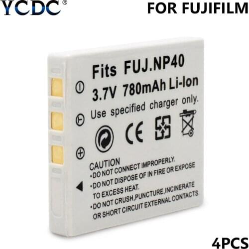 YCDC 4Pieces NP-40 NP-40N D-LI8 Li-ion Digital Camera Battery Replacement 3.7V 780mAh For Fujifilm FinePix 40 402 F455 F460