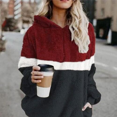 Womens Striped Patchwork Long Sleeve Causal Hoodied Office Lady V-neck Zipper Elegant 2021 Autumn Women Loose Streetwear Tops