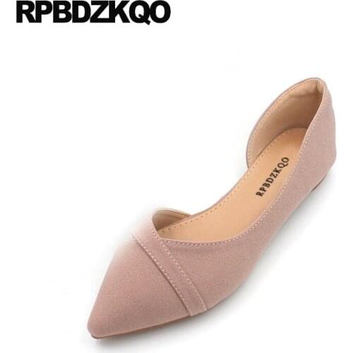Flats pointed toe suede slip on women big size large ladies black designer cheap shoes china 2018 pink spring autumn chinese