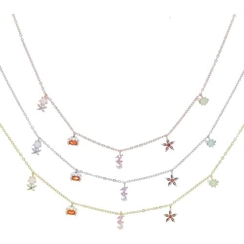 2021 New Summer Hot Fashion Jewelry Various Colors Cute Lovely Sea Animal Charm Beach Women Charm Choker Necklace