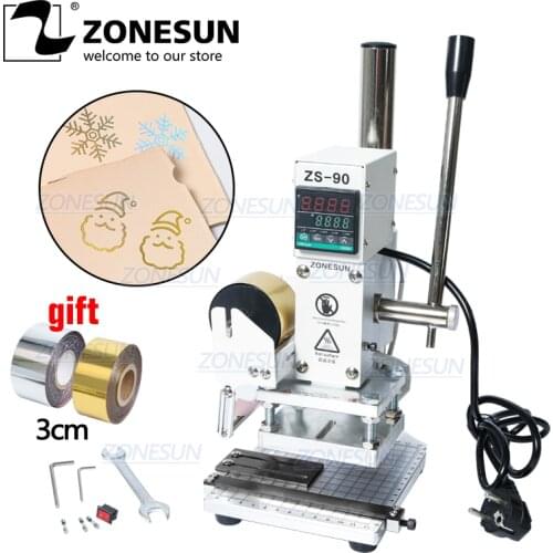 ZONESUN ZS90 New Hot Foil Stamping Machine Manual Bronzing Machine for PVC Card Leather Paper Embossing Stamping Machine