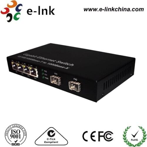 10/100/1000Base-T to 1000Base-F fiber converter with 2SFP port + 4 RJ45 Port