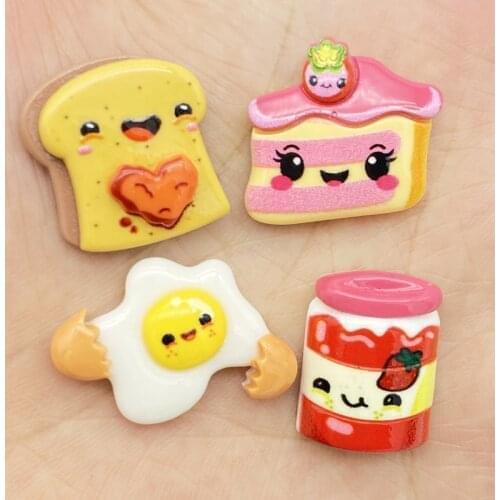 12pcs Kawaii Resin Mix The Mini Bread And Milk Flat Back Cabochon Crafts Clothing DIY Scrapbooking Accessories G75