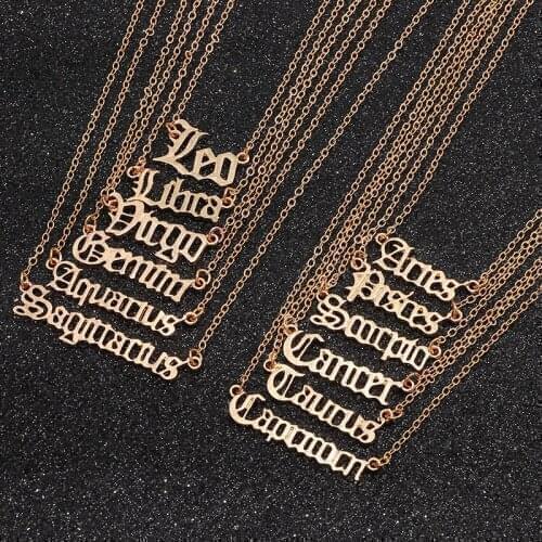 12 Constellation Stars Zodiac Letter Necklace Pendant Necklace Women Long Chain Necklace Friend Gift Necklace Pendant