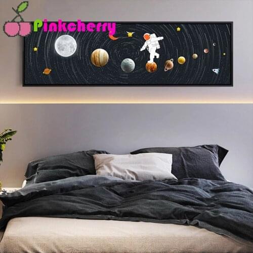 Astronaut Space Walking Diy 5d Diamond Painting Full Square Round Drill Abstract Solar System Planets Diamond Embroidery k552