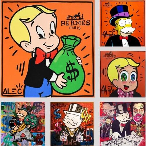 Alec Monopoly Rich Money Man Canvas Painting on the Wall Art Posters and Prints Graffiti Art Wall Pictures Home Decor Cuadros