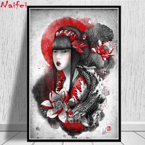 Diamond Pictures Home Decoration Japanese woman Painting full diamond painting Abstract Nordic Poster embroidery For Living Room