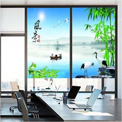 Glue-free electrostatic frosted Chinese glass sticker translucent and opaque living room office anti-light toilet film