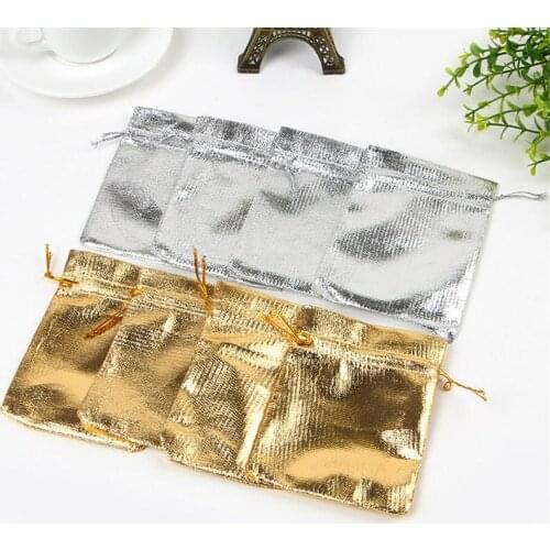 Free Shipping 100pcs/lot Gold Satin Bags 11x16cm Bracelet Watch Jewelry Packaging Bags Christmas Drawstring Candy Gift Bag