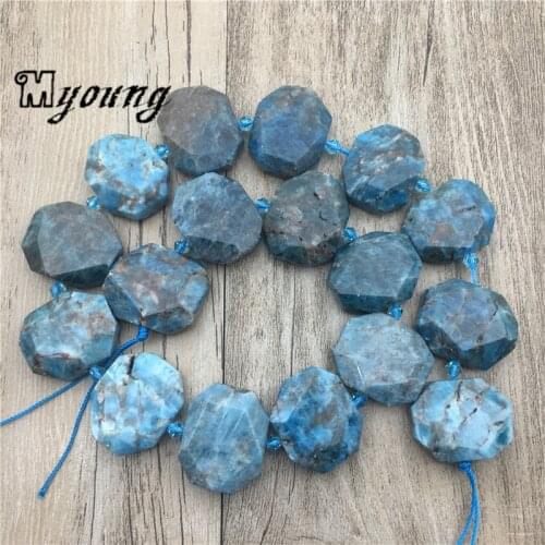 Genuine Blue Apatite Slab Space Beads,Faceted Gems Stone Drusy Slice Drilled Pendant beads Jewelry MY1939
