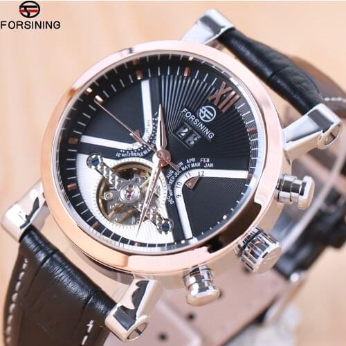 FORSINING Brand Men watches Automatic mechanical watch tourbillon Sport clock leather Casual business wristwatch relojes hombre