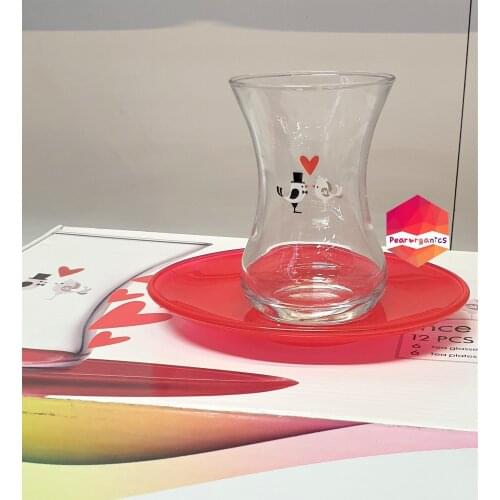 Paşabahçe Tea Set, Thin Waisted Heart Tea Set 12 Pcs, Elegant Presentation Set
