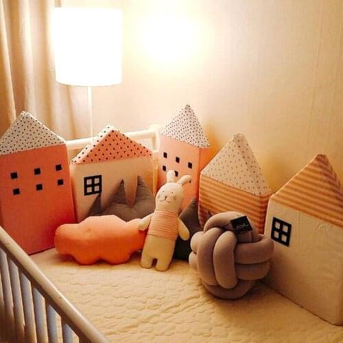 Baby Bed Bumper Newborn Cotton Little House Crib Protection Pillow Infant Cot Cushion Bumper Safety Fence Bedding Room Decor
