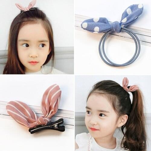 Children Cute Plaid Striped Bow Elastic Hair Bands Girls Ponytail Holder Scrunchies Rubber Bands Kids Sweet Hair Accessories