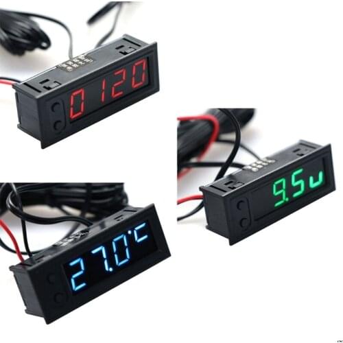 DIY Multifunction Clock Car Temperature Battery Voltage Monitor Voltmeter DC 12V