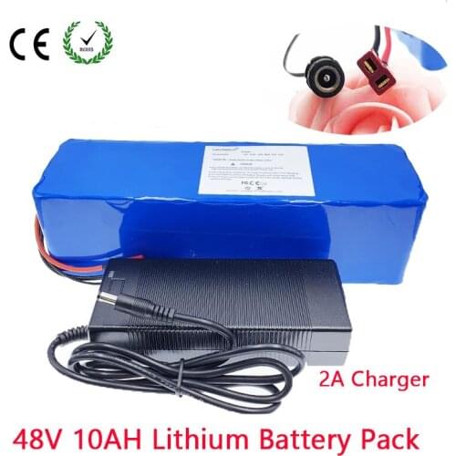 48v 10ah Eectric Bike 18650 lithium Battery Pack 13S 3P With 54.6V 2A Charger Built-in 15A BMS For 250W 350W Scooter