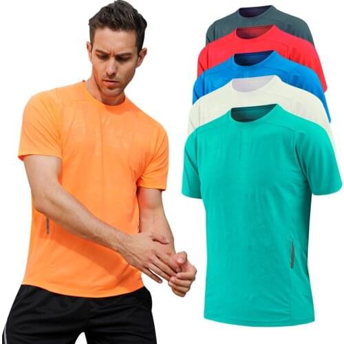 Summer Mans T-Shirt Breathable Short Sleeve Fitness Gym Training Shirt Running T-Shirt Round Neck Perspiration Workout Shirt