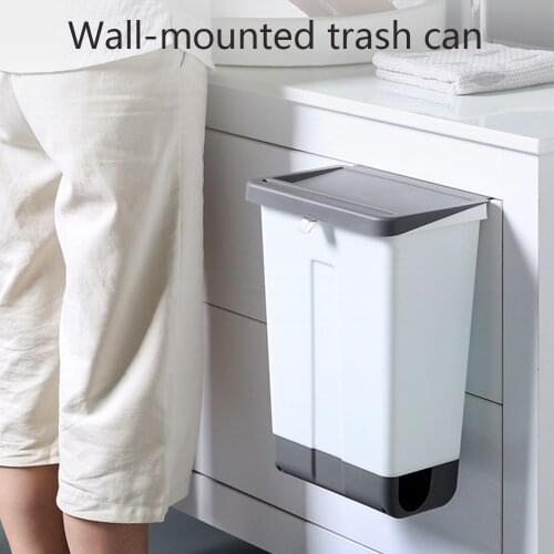 Kitchen Trash Can Plastic Wall Mounted Trash Bin Waste Recycle Compost Bin Garbage Bag Holder Waste Container Bathroom Dustbin
