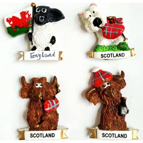 Hand-painted Scotland Animals 3D Fridge Magnets Souvenirs Refrigerator Magnetic Stickers Gift