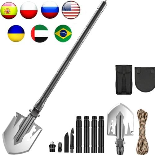 MT14104 Multifunction Camping Shovel Foldable Survival Shovels For Camp Adjustable Hoe Hook Hunting Shovel Outdoor Garden Tools
