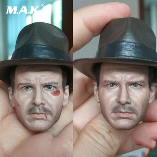 1/6 Scale Male Head Sculpt Harrison Ford Head Carved Normal/Damaged Version with Hard Cap Model for 12'' Action Figure Body
