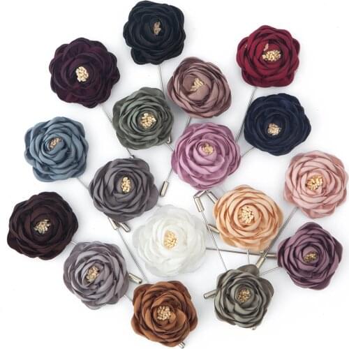 Tailor Smith Flower Brooch Lapel Pin Fashion Designer Handmade Men Solid Rose Flower Brooch Lapel Pin for Men Suit Accessories