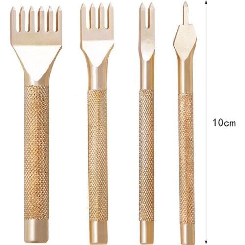4P/1cs/ set 4mm Leather Craft Tool Set Stainless Steel Hole Chisel Graving Stitching Punch Tools Kit 4 size for choose
