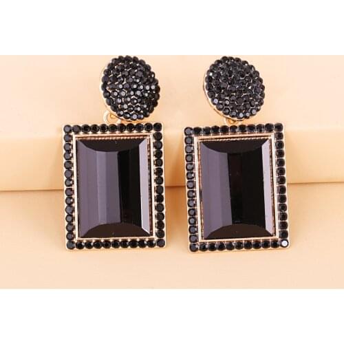 New Big Square Earrings Geometric Rhinestone Colorful Shining Jewelry Classic Cute Statement Wedding Earring For Women 2021 Za
