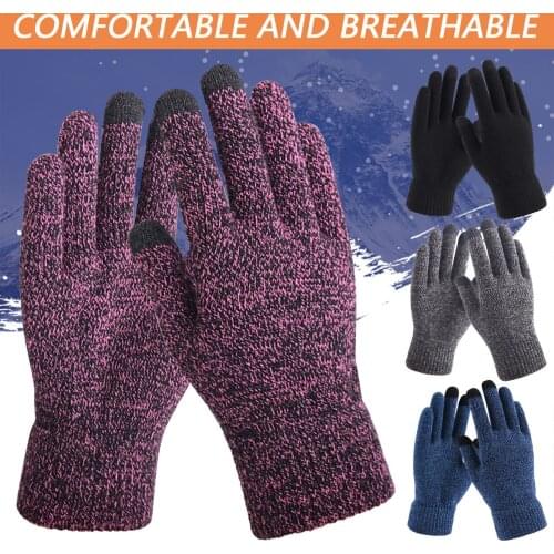New Warm Knitted Gloves Men and Women Add Velvet Padded Wool Touch-screen Gloves in Autumn and Winter Gym Gloves Xmas Gift