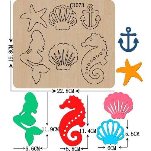New Seahorse, starfish Wooden die Scrapbooking C-1073 Cutting Dies Multiple sizes