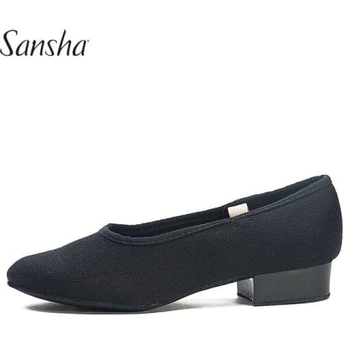 Sansha Girls Canvas Dance Shoes Teachers Practice Salsa Dancing Shoes Low Heel Kids Character Shoes CS23C