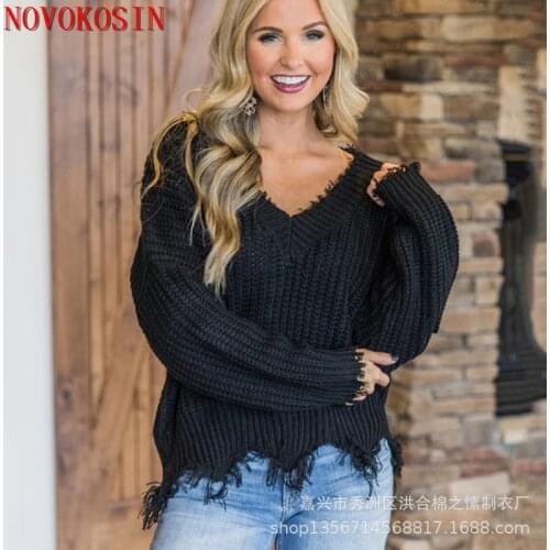 Plus Size S-3XL Women Loose Solid Knitwear 2020 Autumn Striped Knitted Outdoor Sweater Tassel V Neck Off Shoulder Pullover Coat