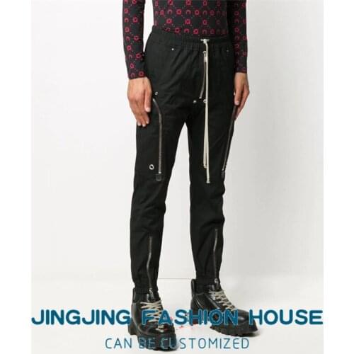 S-6XL!!New European and American fashion men slim zipper overalls casual pants handsome small leg pants Harun nine points pants