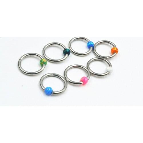 20pcs Free Shippment Opal Stone Nose Ring/Nipple/Ear BCR Body Piercing earring Helix/Tragus/Cartilage Body Piercing 1.2*8*3mm
