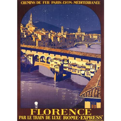 ITALY BRIDGE EUROPE FLORENCE PONTE VECCHIO FIRENZE TRAVEL VINTAGE Art Film Print Silk Poster Home Wall Decor 24x36inch