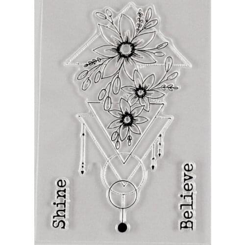 Flower background stamp believe geometric decorative stamp scrapbook paper craft art stamp