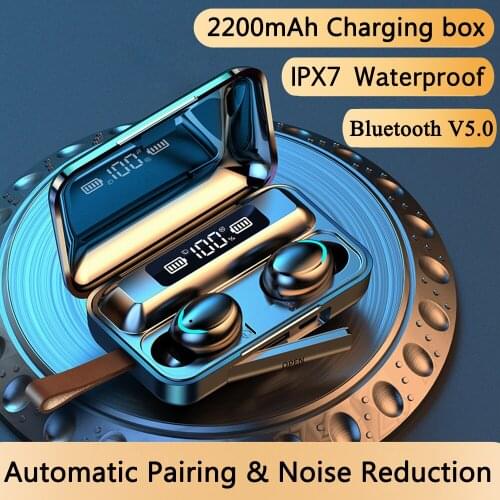 TWS Bluetooth-compatible Earphones 2200mAh Charging Box Wireless Headphone 9D Stereo Sports Waterproof Earbuds Headsets With Mic