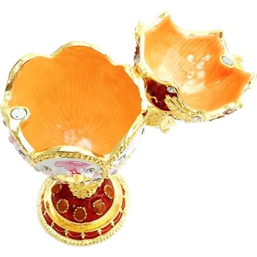Vintage Easter Egg Hinged Trinket Box Crystal Jewelry Organizer Case Candy Storage Easter Egg for Home Party Decoration