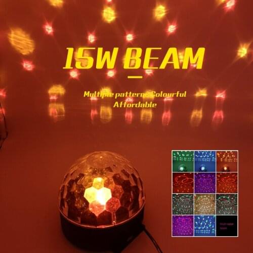 YaYao Mini RGBW 15W KTV Crystal Magic Ball Led Stage Lamp DJ Disco Party Lights Sound Club Christmas