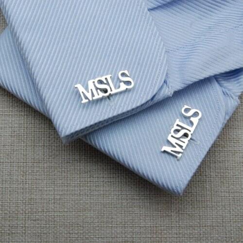 Custom Name Cufflinks Letter Cuff-link Rose Gold Silver Color Personalized Cufflinks Nameplate Cuff-button Punk Jewelry Men Gift