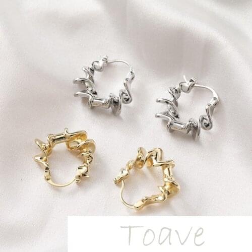 14K gold niche design irregular twisting round retro French stud earrings diy hand-made accessories