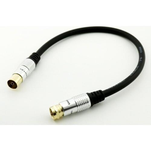1pcs 1FT Gold 9.5mm TV Satellite Female to F male Coaxial Antenna Adapter Cable