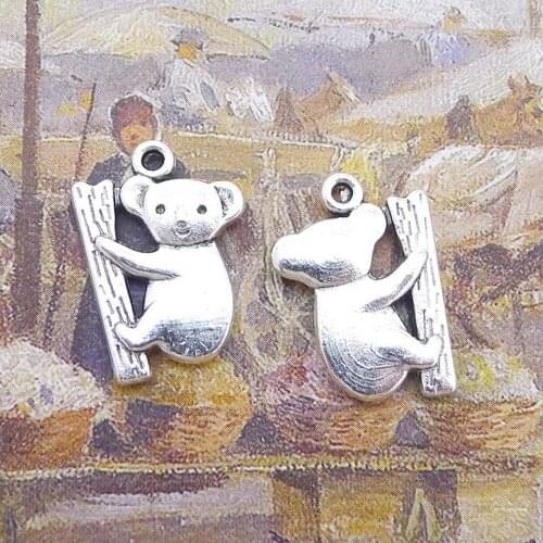 100pcs Koala Charms 14mm x 20mm DIY Jewelry Making Pendant antique silver color
