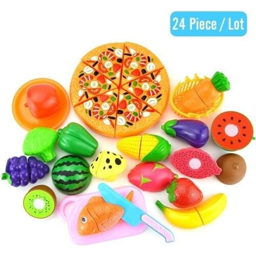 12-24 PCS Food Pretend Play Kitchen Toy Cutting Fruits And Vegetables Kids Girls Educational Toys For Children