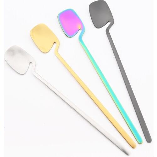 2Pcs 304 Stainless Steel Cutlery Ice Cream Scoop Long Spoon Coffee Spoon Flatware Matte Colorful Dinnerware Kitchen Accessories