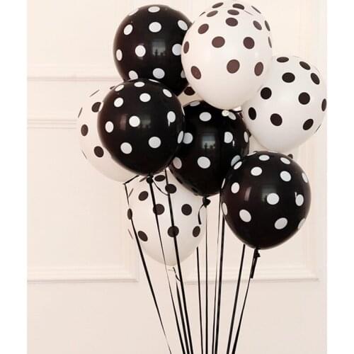 20pcs/lot Ladybug Black white Latex Balloons Polka dot Wave Point Globos Baby Shower Birthday Wedding Party Decoration Supplies
