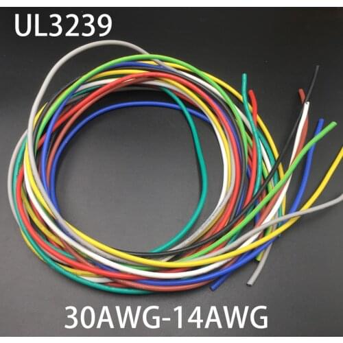 22AWG UL3239 3kV 200C Brown Black White Wrapping Tinned Copper Silicone Rubber Insulated Stranded Braid LED SR Wire Cable Cord