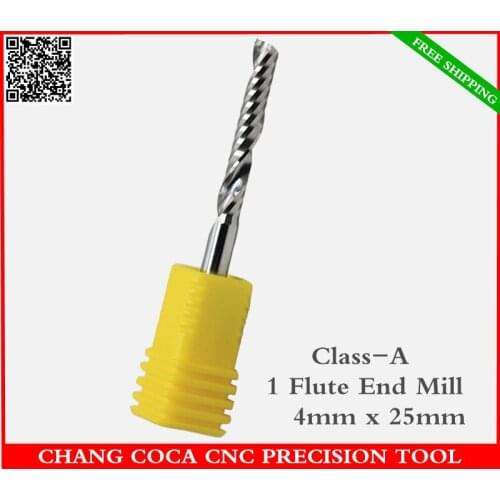 4mm*25mm,Freeshipping CNC machine solid carbide End Mill,Germany tungsten steel 1 flute spiral milling cutter,PVC,MDF router Bit