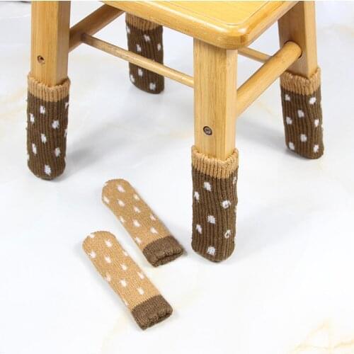 4Pcs Table and Chair Knitted Foot Sleeve Double Layer Wear-resistant For Furniture Solid Wood Floor Chair Stool Protective Pad T