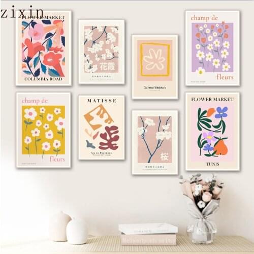 Abstract Colorful Flower Matisse Japan Wall Art Canvas Painting Nordic Posters And Prints For Living Room DecorWall Pictures